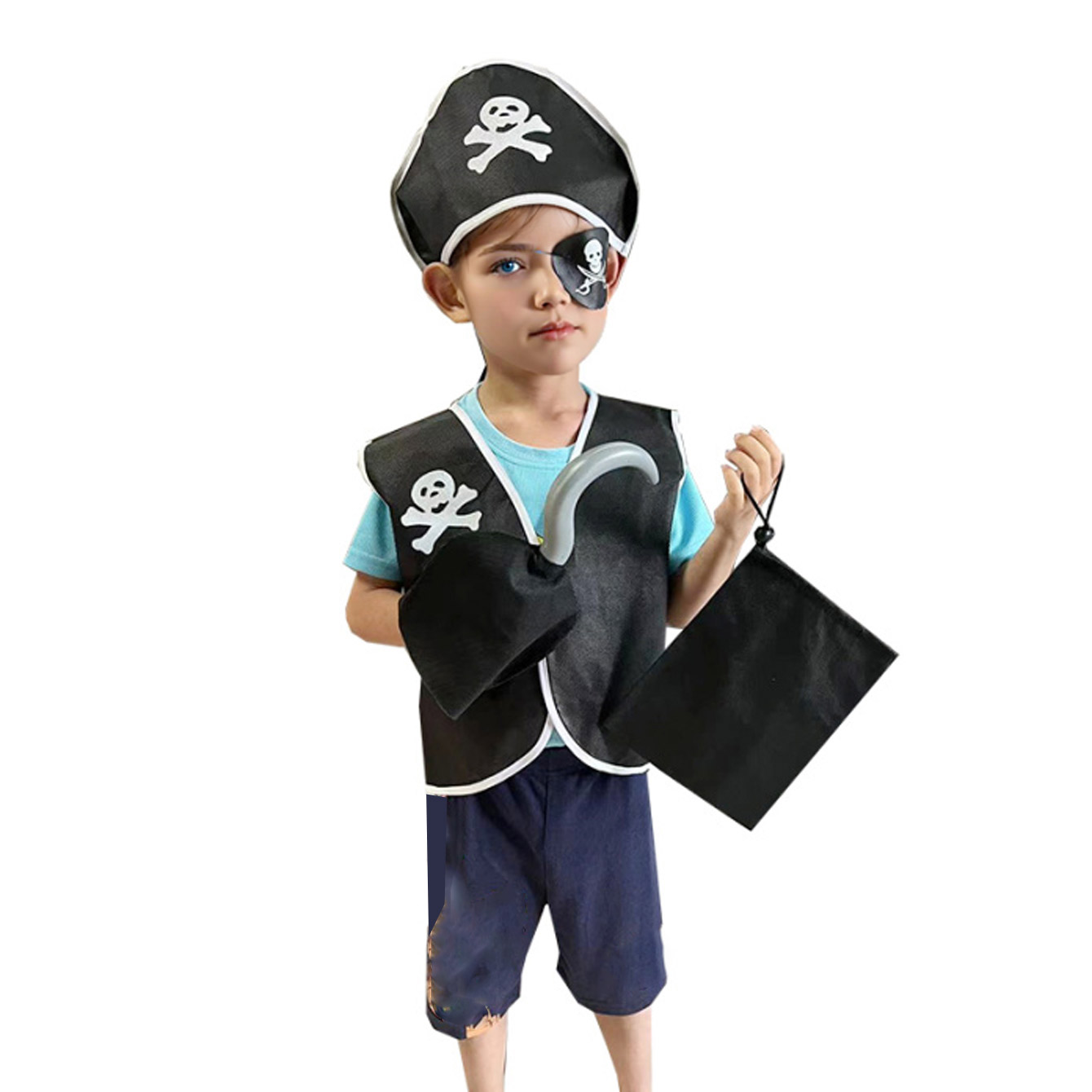 Black Face Mask Pack - Carnival Boys Pirate Costume Cosplay Black