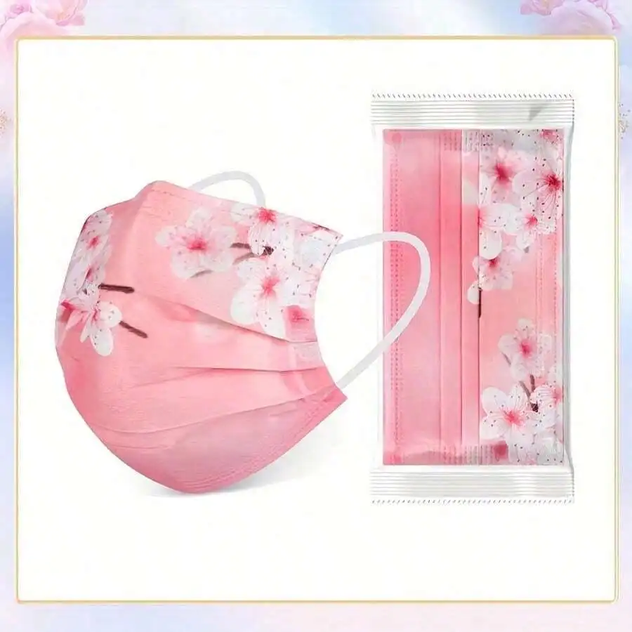 10pcs Floral Sakura Print 3-Pl – Disposable Mask Blue recenzja i cena