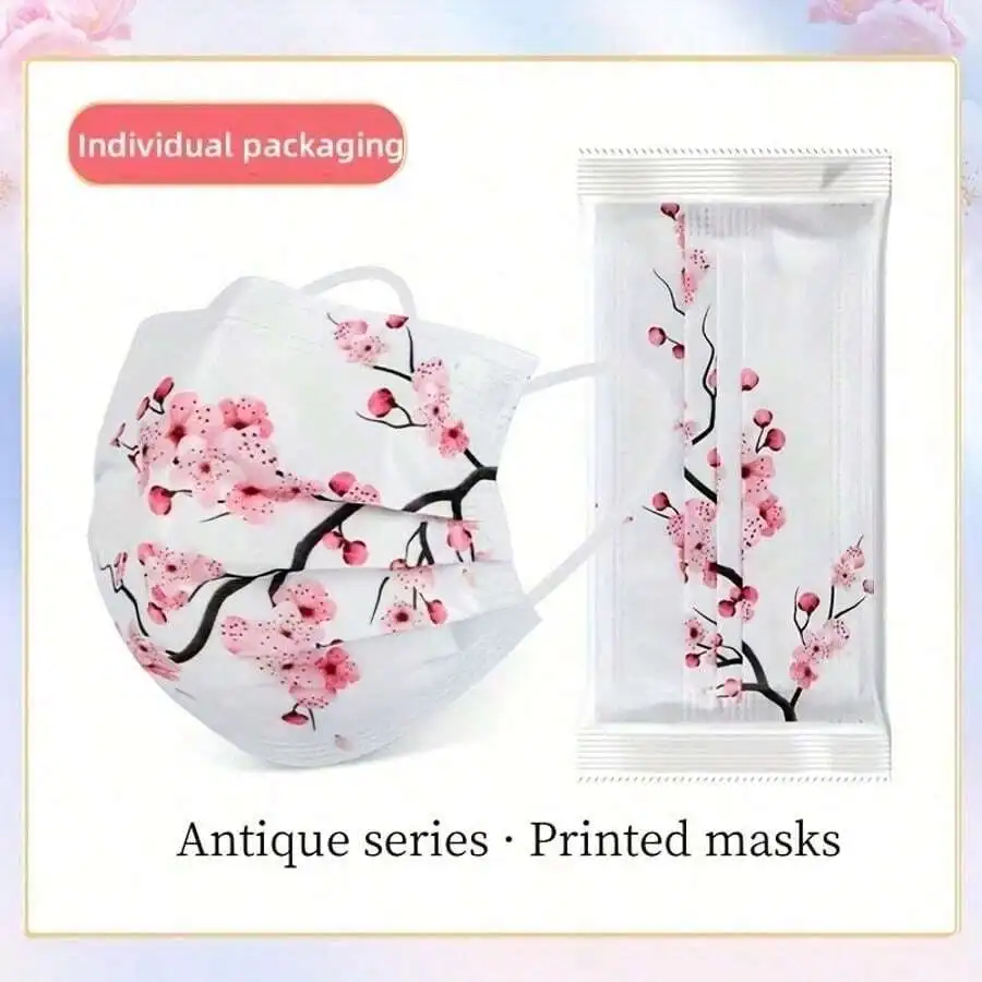 10pcs Floral Sakura Print 3-Pl – Disposable Mask Blue recenzja i cena