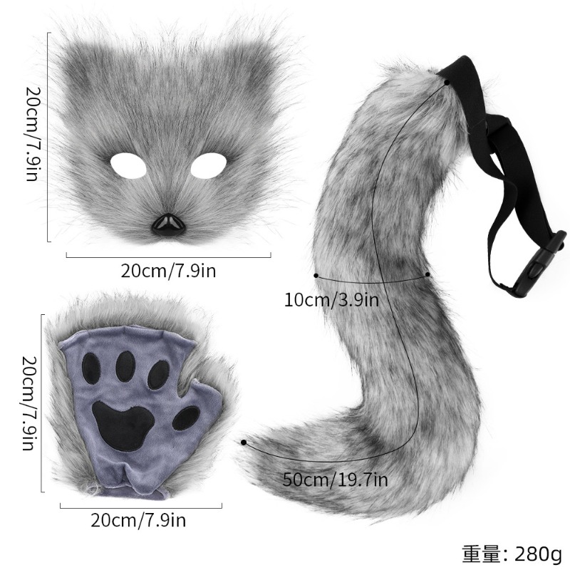 Furry Cat Ears Mask Tail & Paw – Black Face Mask Pack recenzja i cena