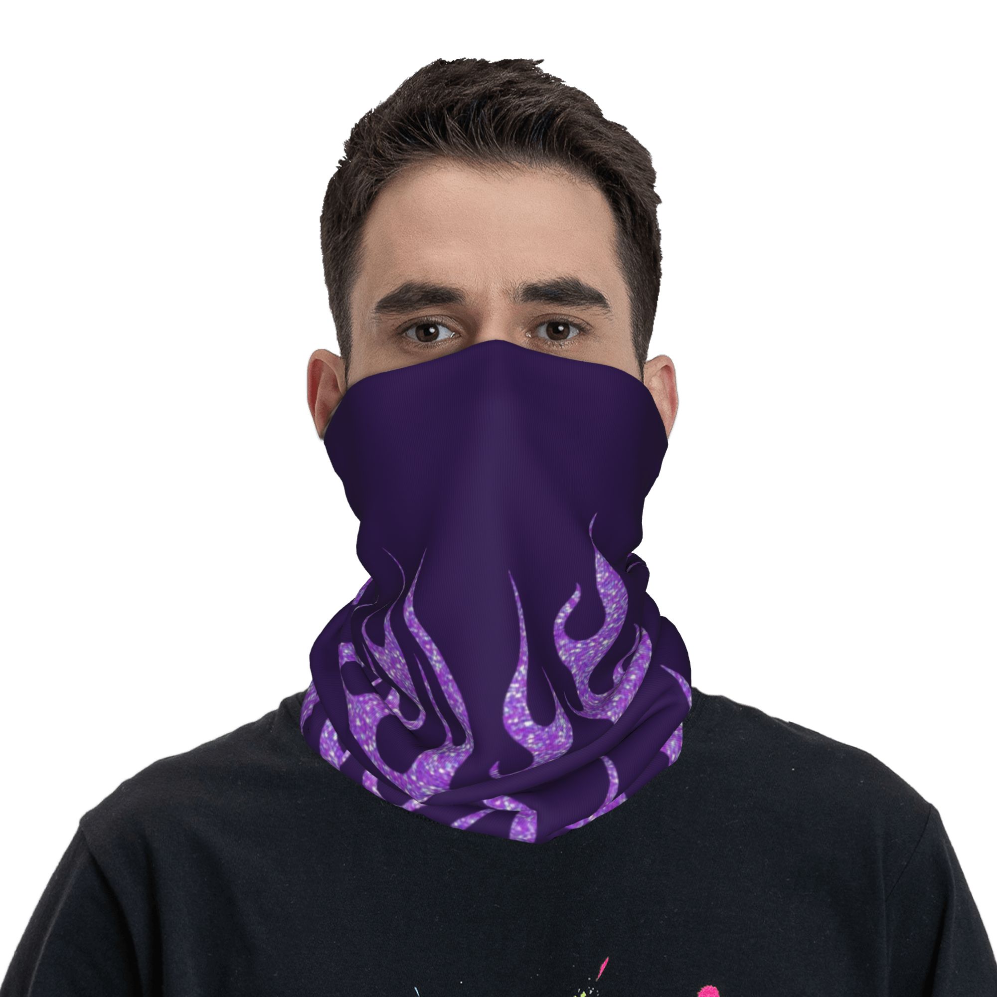 Custom Purple Glitter Flames B – Neck Gaiter Face Cover recenzja i cena