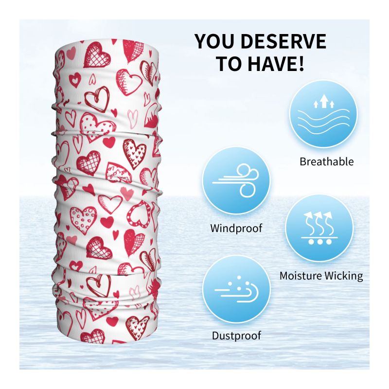 Pink Red Love Hearts Bandana N – Neck Gaiter Face Cover recenzja i cena