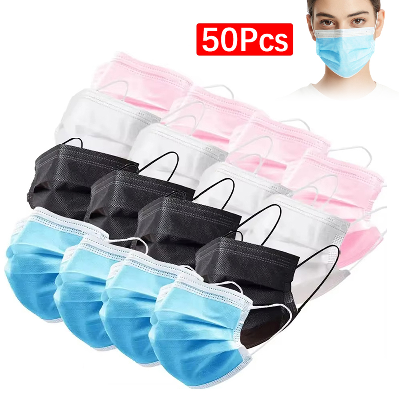 50Pcs 3-layer Mask Face Masks  – Disposable Mask Blue recenzja i cena